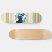 Border Collie; heldere regenboogstrepen Persoonlijk Skateboard (Horizontaal)
