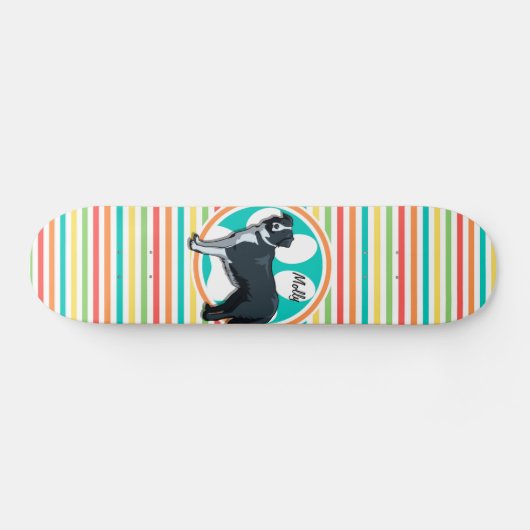 Border Collie; heldere regenboogstrepen Persoonlijk Skateboard (Horizontaal)