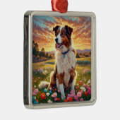 Border Collie Herdershond Metalen Ornament (Rechts)