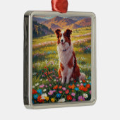 Border Collie Herdershond Metalen Ornament (Rechts)