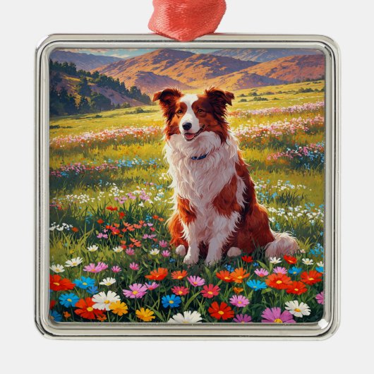 Border Collie Herdershond Metalen Ornament (Voorkant)
