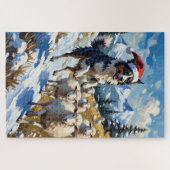 Border Collie Herding Christmas Snowballs Hat Legpuzzel (Horizontaal)