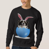 Border Collie Herding Dog Easter Bunny Egg Hunting Trui (Voorkant)