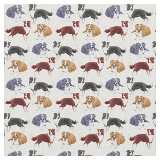 Border Collie Herding Dogs Fabric Stof (Close Up)
