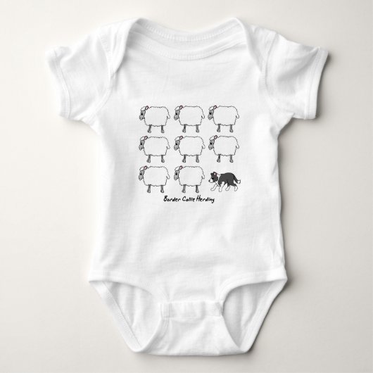 Border Collie Herding Sheep Baby Creeper Romper (Voorkant)