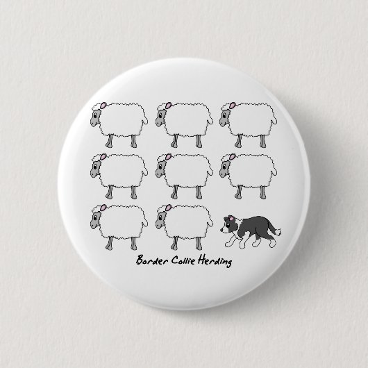 Border Collie Herding Sheep Button (Voorkant)