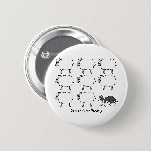 Border Collie Herding Sheep Button (Voorkant /achterkant)
