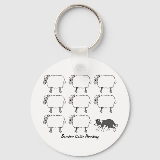 Border Collie Herding Sheep Sleutelhanger (Voorkant)