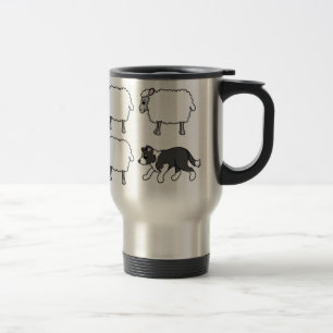 Border Collie Herding Sheep Travel Mug Reisbeker