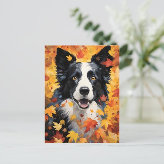 Border Collie Herfst Thanksgiving  Briefkaart (Staand voorkant)