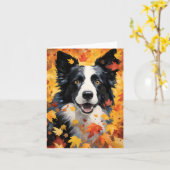 Border Collie herfst Thanksgiving Kaart (Gele Bloem)