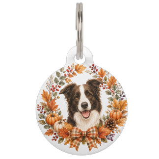 Border Collie Herfstkrans Huisdierpenning