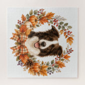 Border Collie Herfstkrans Legpuzzel (Horizontaal)
