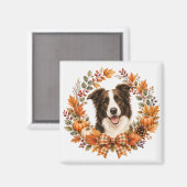 Border Collie Herfstkrans Magneet (Voorkant / Achterkant)