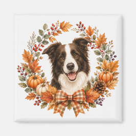 Border Collie Herfstkrans Magneet