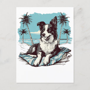Border-collie het strand briefkaart