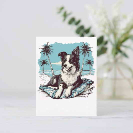 Border-collie het strand briefkaart (Staand voorkant)
