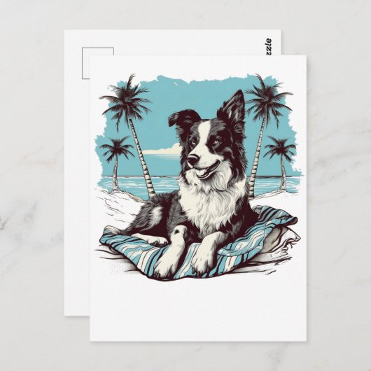 Border-collie het strand briefkaart (Voorkant / Achterkant)