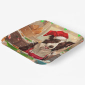 Border Collie Holiday Baking: Feestelijke Kerst Papieren Bordje (Gebogen)