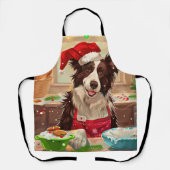 Border Collie Holiday Baking: Feestelijke Kerst Schort (Voorkant)