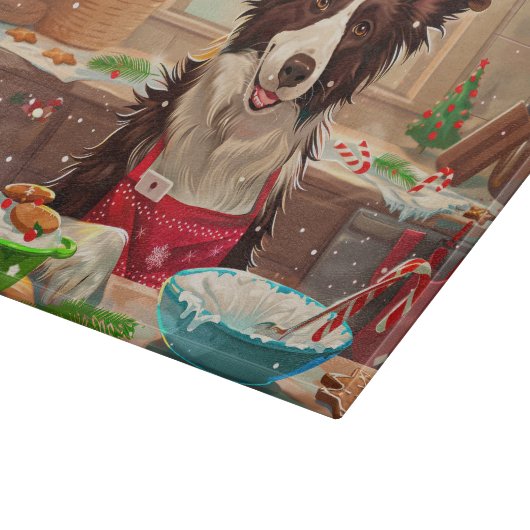 Border Collie Holiday Baking: Feestelijke Kerst Snijplank (Hoek)
