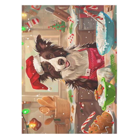 Border Collie Holiday Baking: Feestelijke Kerst Tafelkleed (Voorkant)