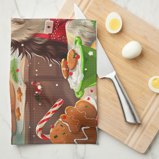 Border Collie Holiday Baking: Feestelijke Kerst Theedoek (Quarter Fold)