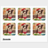 Border Collie Holiday Baking: Feestelijke Kerst Vierkante Sticker (Vel)