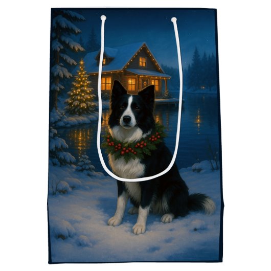 Border Collie Holiday  Medium Cadeauzakje (Achterkant)