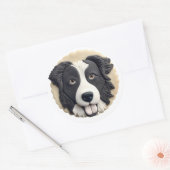 Border Collie Hond 3D Geïnspireerd Ronde Sticker (Envelop)