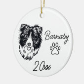 Border Collie Hond Aangepaste Naam & Jaar Lijnteke Keramisch Ornament (Links)