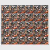Border Collie Hond Achtbaan Kerstmis Cadeaupapier (Vlak)