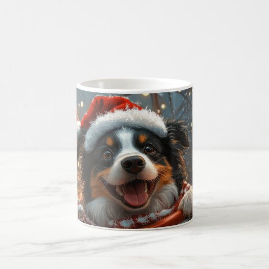 Border Collie Hond Achtbaan Kerstmis Koffiemok (Center)