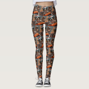 Border Collie Hond Achtbaan Kerstmis Leggings