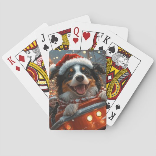 Border Collie Hond Achtbaan Kerstmis Pokerkaarten (Achterkant)