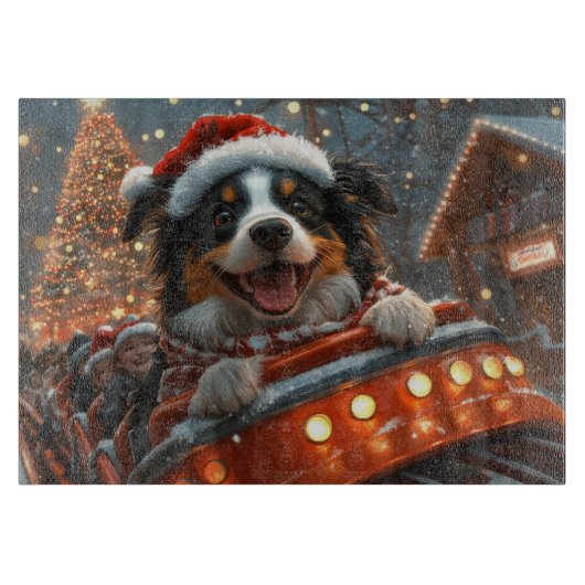 Border Collie Hond Achtbaan Kerstmis Snijplank (Voorkant)