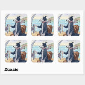 Border Collie hond afronden golven bij zee Vierkante Sticker (Vel)