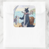 Border Collie hond afronden golven bij zee Vierkante Sticker (Tas)