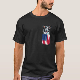 Border Collie Hond Amerikaanse Vlag Patriottische T-shirt