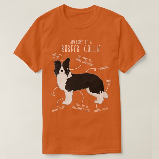 Border Collie Hond Anatomie 3 T-shirt (Design voorkant)