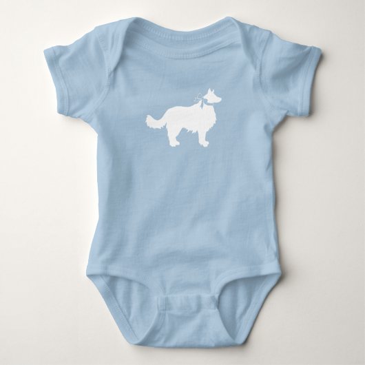 Border Collie Hond Baby Shower Puppy Blauwe Jongen Romper (Voorkant)
