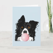 Border Collie Hond Blaast Kauwgom Bubbel Kaart (Voorkant)