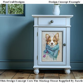 Border Collie Hond, Blauwe Sjaal, Sneeuw BZ3 Decou Tissuepapier
