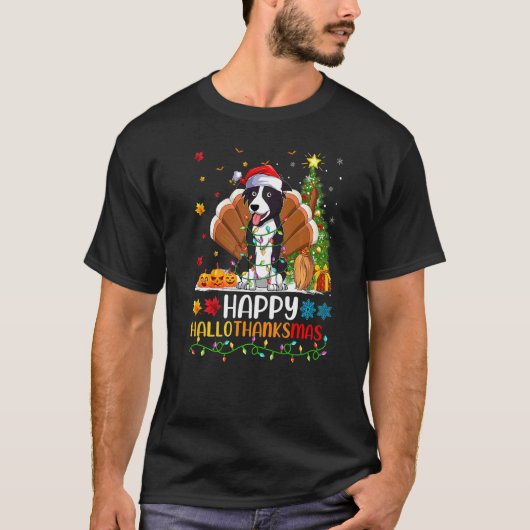 Border Collie Hond   Border Collie Hellothanksmas T-shirt (Voorkant)