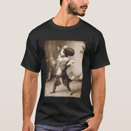 Border Collie Hond Cowboy T-shirt (Voorkant)