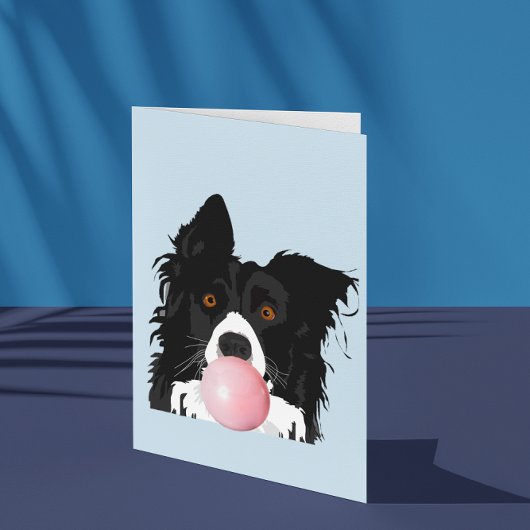 Border Collie-hond die kauwgom blaast Kaart