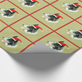 Border Collie Hond Een Kerstmis Kerstman Hoed Cadeaupapier (Hoek)