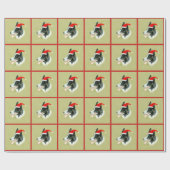 Border Collie Hond Een Kerstmis Kerstman Hoed Cadeaupapier (Vlak)