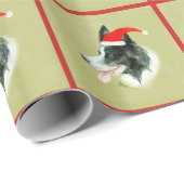 Border Collie Hond Een Kerstmis Kerstman Hoed Cadeaupapier (Rol Hoek)