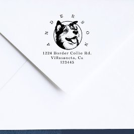 Border Collie-hond Elegant Familie Retouradres Rubberstempel